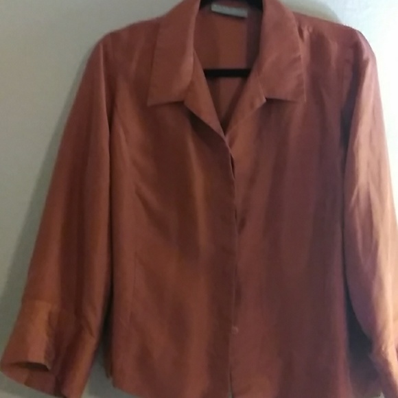 ForSale.  Kate Hill silky rust fitted blouse. - Picture 1 of 5